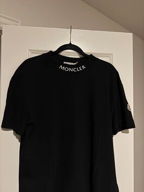 Moncler Black Logo Crew T-Shirt with Sleeve Patch